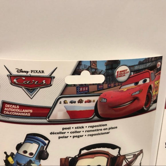 Disney Pixar Cars Peel & Stick Wall Art Stickers 24 Decals Lot 4 Sheets Vinyl - Picture 8 of 11